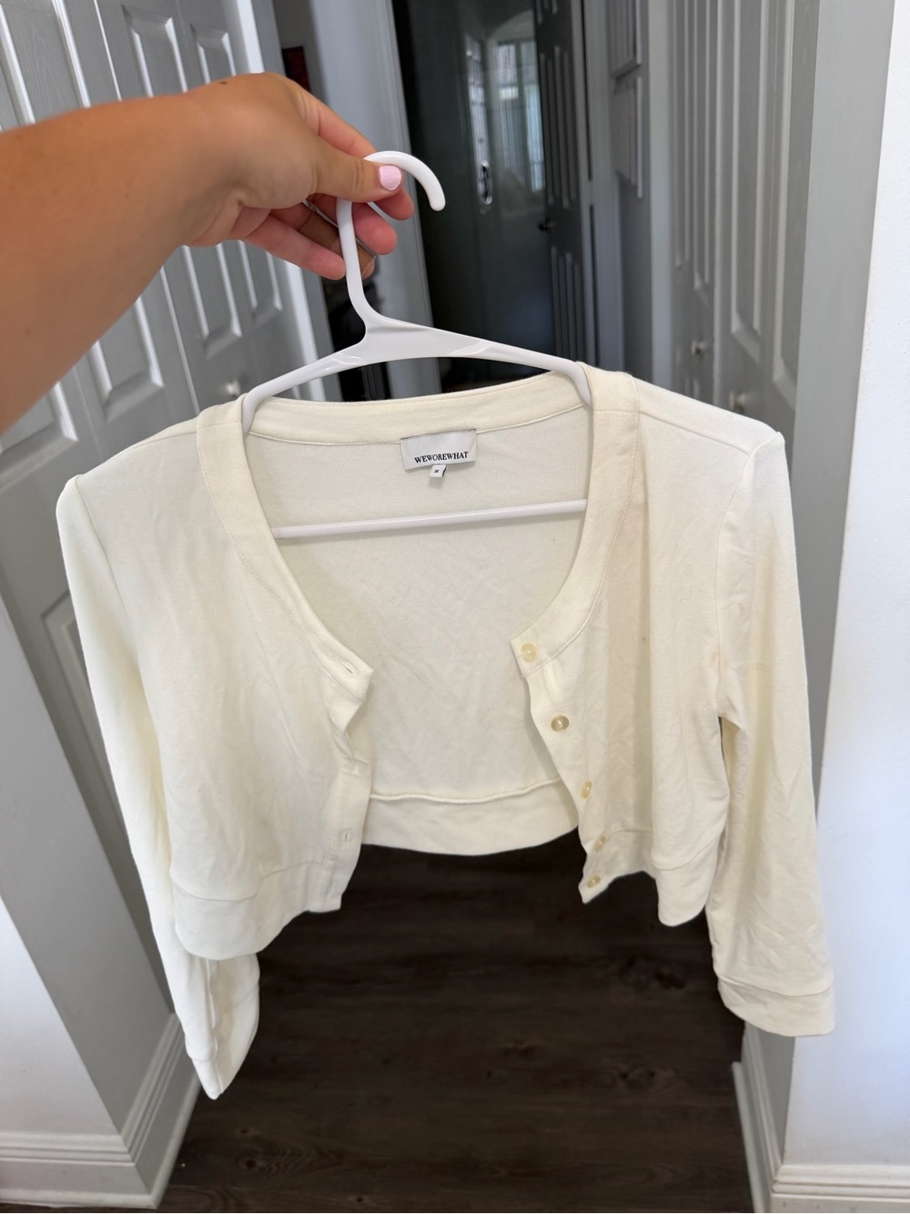 WeWoreWhat White Cropped Cardigan
